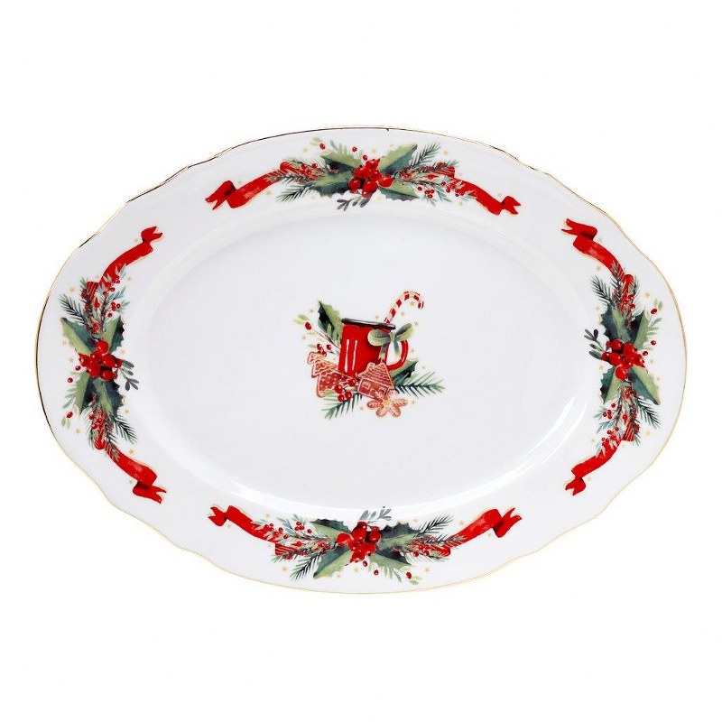 Χριστουγεννιάτικη Πιατέλα Πορσελάνης Οβάλ 38εκ. Christm